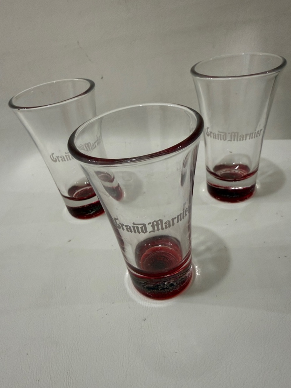 Grand Marnier Shot Glasses Orange Flavored Liquer 2 Oz Each 3 1/2 In Tall Set 3